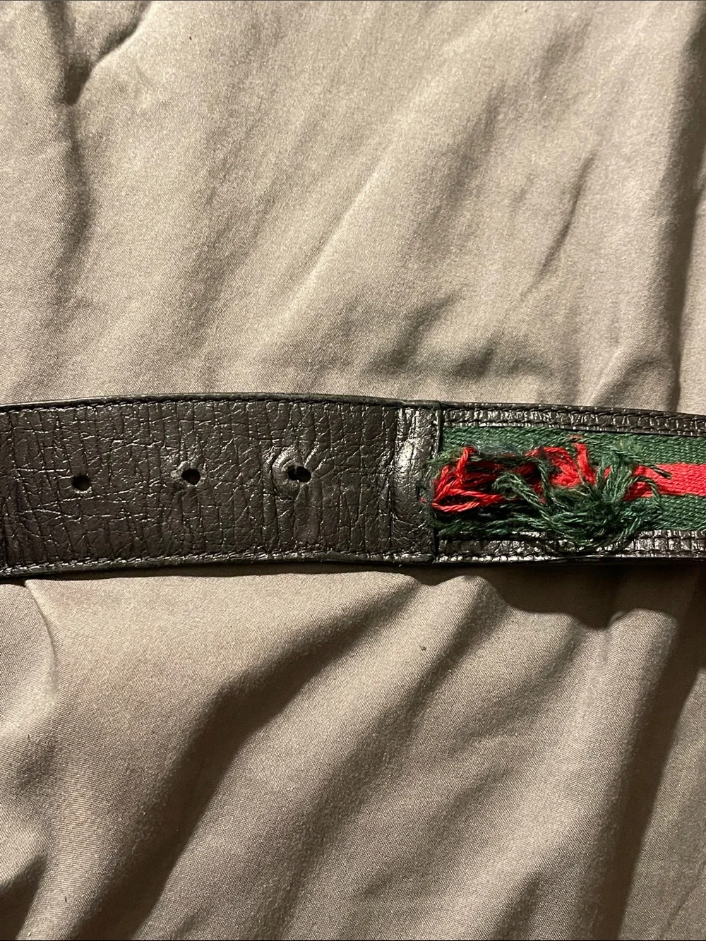 Gucci Black Leather Belt with Green and Red Web and Gunmetal GG Buckle